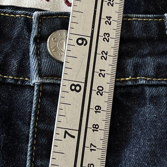 NWOT AMO Womens Jeans SZ 28 BOW Crop Zipper Ankle Dark Wash Straight Summer - Picture 13 of 15